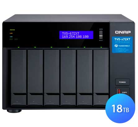 Qnap TVS-672XT 18TB, Storage NAS 6 baias Thunderbolt 3 e Ethernet 10GbE