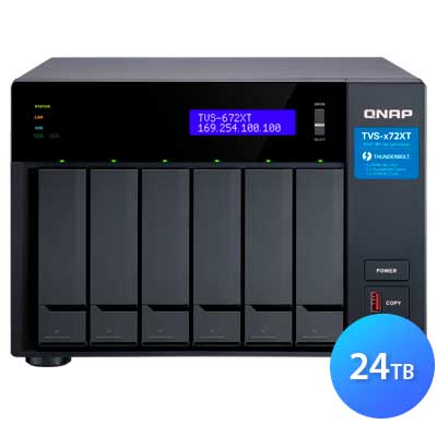 Qnap TVS-672XT 24TB, Storage NAS 6 baias Thunderbolt 3 e Ethernet 10GbE