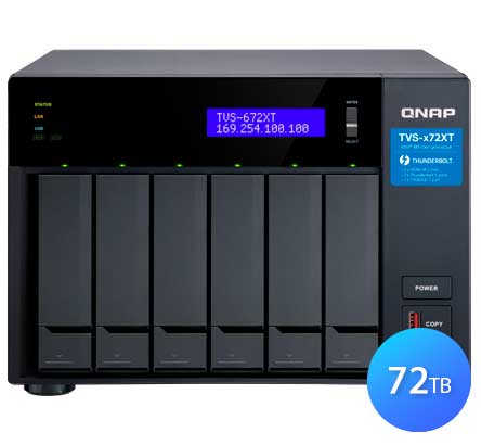 Qnap TVS-672XT 72TB, Storage NAS 6 baias Thunderbolt 3 e Ethernet 10GbE