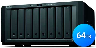 DS1819+ 64TB Synology - DiskStation NAS 8 baias hot-swappable SATA