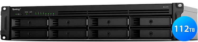RS1219+ 112TB Synology Rackstation - Storage NAS 8 baias p/ HDD SATA/SSD