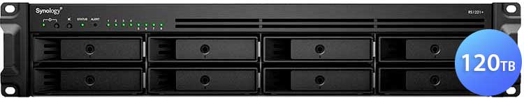 RS1221+ 120TB Synology - Storage NAS 8 Baias Rackstation 2U SATA