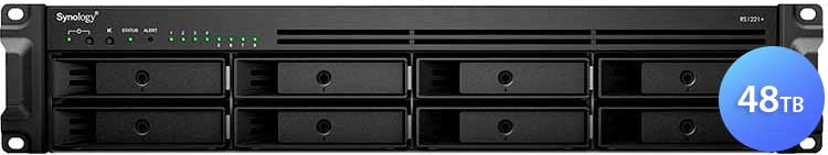 RS1221+ 48TB Synology - Storage NAS 8 Baias Rackstation 2U SATA