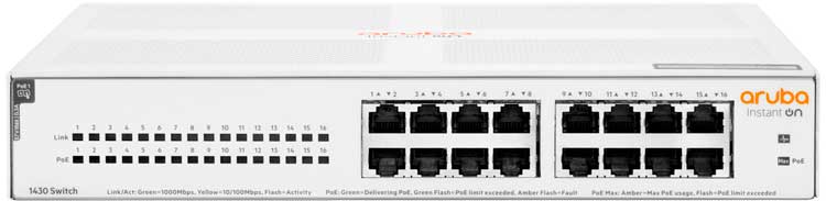 R8R48A Aruba - Switch Instant On 1430 16 portas LAN Gigabit Layer 2 HPE PoE