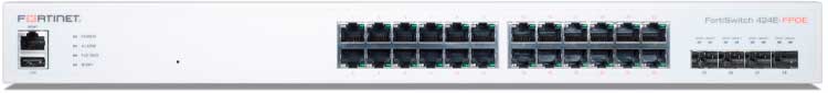 FS-424E-FPOE FortiSwitch - Switch 24 portas Gigabit RJ-45 Full PoE e 4SFP+