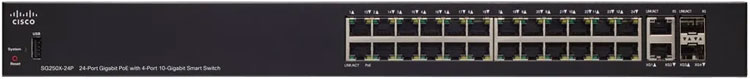 Cisco SG250X-24P - Network Switch 24 portas LAN, PoE+ e 4x 10G Gigabit