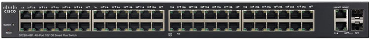 Cisco SF220-48P - Switch Gerenciável PoE 48 portas LAN e 2 SFP/RJ45