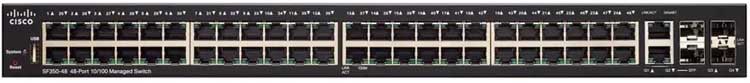 Cisco SF350-48 - Switch gerenciável 48 portas LAN e 2x Uplink RJ45/SFP