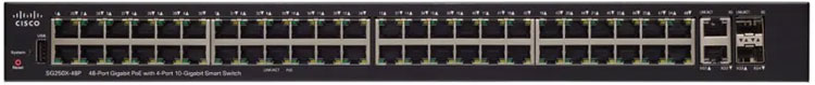 Cisco SG250X-48P - Network Switch 48 portas LAN, PoE e 4x 10G Gigabit