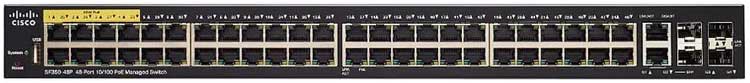 Cisco SF350-48P - Switch Gerenciável 48 Portas PoE+ 2x Uplink RJ45/STP