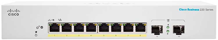 Switch 8 Portas PoE Cisco Business Switch CBS220-8FP-E-2G