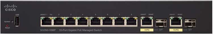 Cisco SG350-10MP - Switch Gerenciável com 10 Portas PoE