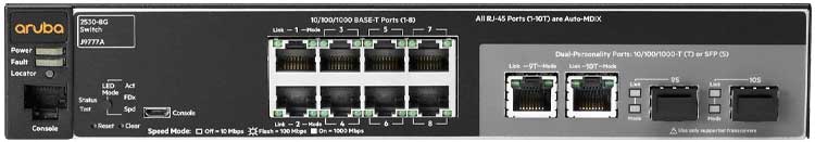 J9777A Aruba - Switch Aruba 2530 8G 8 portas LAN Gigabit