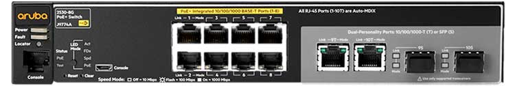 J9774A Aruba - Switch Aruba 2530 8G PoE+ 8 portas LAN Gigabit