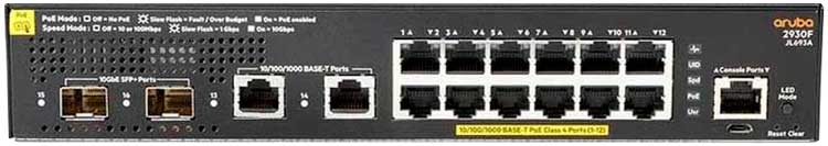 JL693A Aruba - Switch 2930F 12G PoE+ 2G/SFP+ 12 portas Gigabit