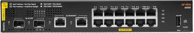 R8N89A Aruba HPE - Switch CX 6000 12G PoE 12 portas LAN Gigabit