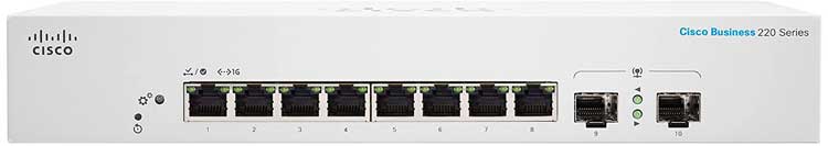 Switch Inteligente 8 Portas Cisco Business Switch CBS220-8T-E-2G