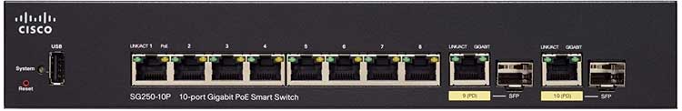 Cisco SG250-10P - Switch Gerenciável com 10 Portas PoE