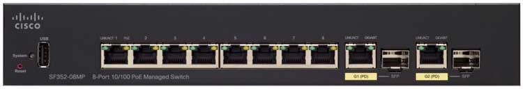 Cisco SF352-08MP - Switch Gerenciável 8 Portas PoE e 2x Uplink RJ45/SFP