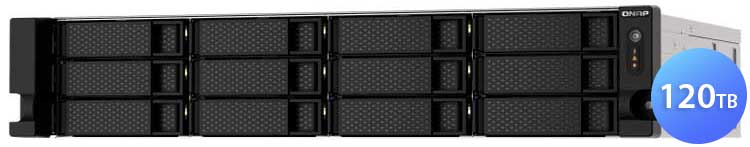 TS-1273AU-RP 120TB Qnap - Storage NAS Rackmount 12 baias HDD/SSD SATA