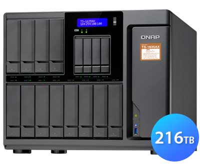 TS-1635AX 216TB Qnap - Storage NAS 12 baias Externo SSD/SATA