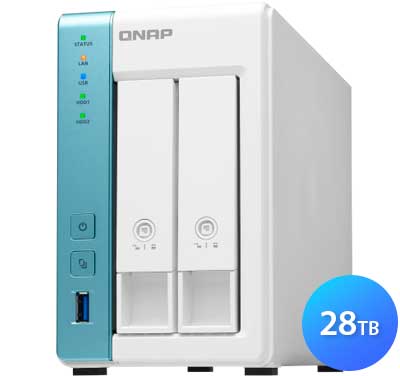 TS-231P3 28TB Qnap - Storage NAS 2 bay p/ hard disks ou SSD SATA