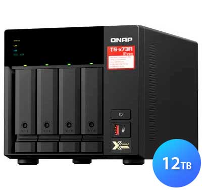 TS-473A 12TB Qnap - Storage NAS 4 baias p/ discos HDD/SSD 12TB SATA