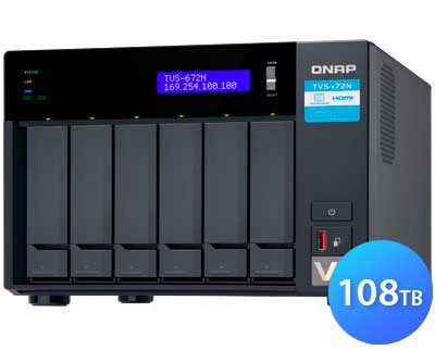 TVS-672N 108TB Qnap - Storage NAS 6 baias SATA/SSD Externo