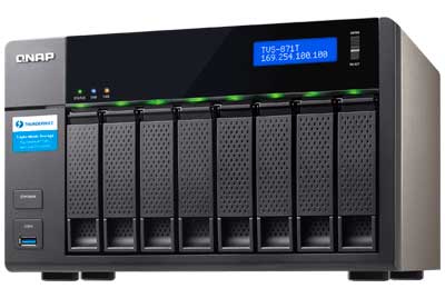 TVS-871T Qnap - Storage Thunderbolt 2 10Gbe 8 baias 64TB