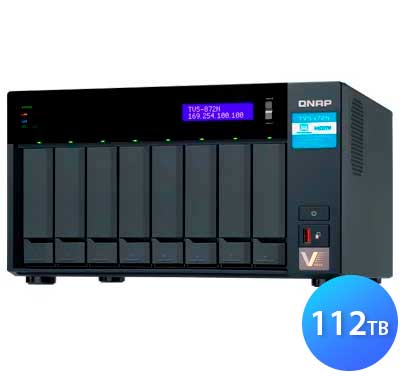 TVS-872N 112TB Qnap - Servidor NAS 8 baias p/ HDD SATA/SSD