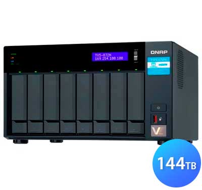 TVS-872N 144TB Qnap - Servidor NAS 8 baias p/ HDD SATA/SSD