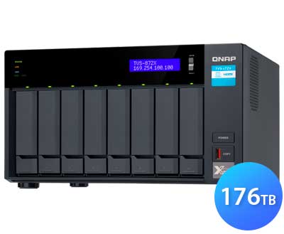 TVS-872X 176TB Qnap - Hybrid Flash Array 8 baias para HDD ou SSD SATA