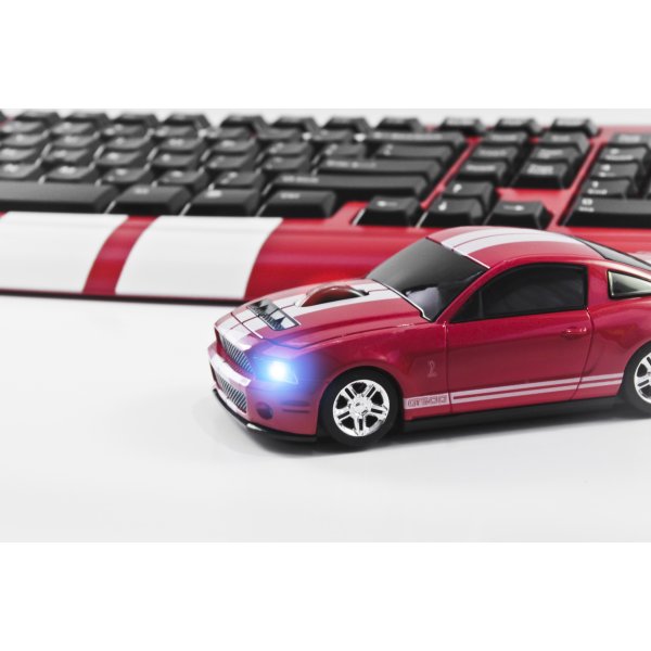 MOUSE WIRELESS SHELBY GT500 VERMELHO/BRANCO - ROAD MICE