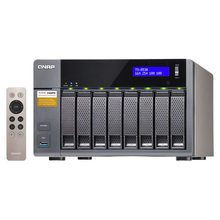 TS-853A Qnap - Storage NAS 8 bay 96TB p/ Hard Disks e SSD SATA