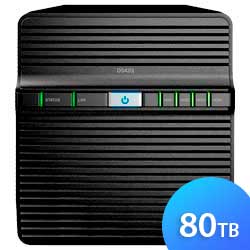 DS420j 80TB Synology Diskstation - Storage NAS 4 Baias SATA