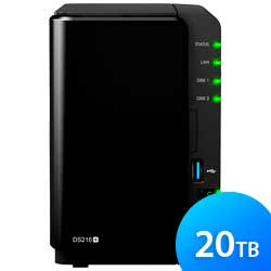 DS216+ Synology DiskStation - Storage NAS 2 Baias até 20TB