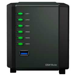 DS419slim Synology DiskStation - Storage NAS 4 Baias p/ HDD SATA