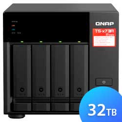 TS-473A 32TB Qnap - Storage NAS 4 baias p/ discos HDD/SSD SATA