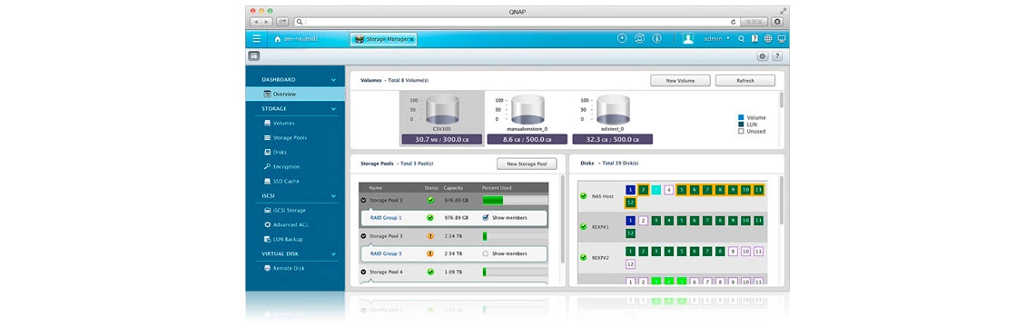 18TB com volume flexível - Storage Manager