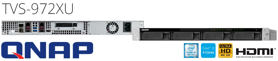 Qnap TVS-972XU 4TB, Storage NAS 4 baias com cache SSD e Tiering