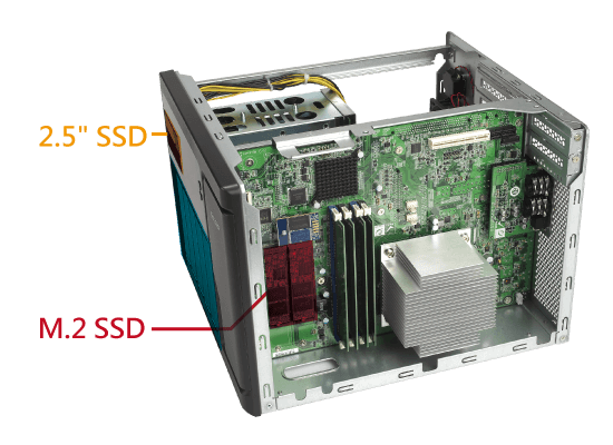 Aceleração pode cache via SATA M.2 e SSD de 2,5 polegadas