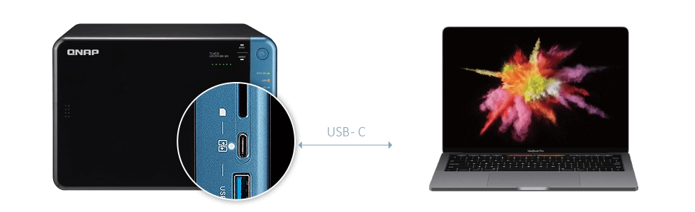 NAS 6 bay com acesso direto aos arquivos via USB-C