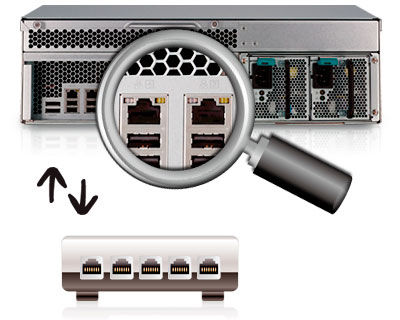 Agregação de links nas portas LAN - NVR Rack VS-4108U-RP Pro+ 8 câmeras