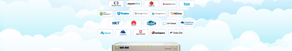 Através do TBS-453DX, monte um armazenamento em nuvem para obter uma versão híbrida