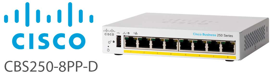 Cisco CBS250-8PP-D, um switch PoE com 8 portas fácil de operar