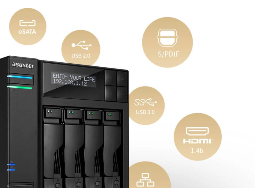 Um Storage NAS 32TB com múltiplas entradas