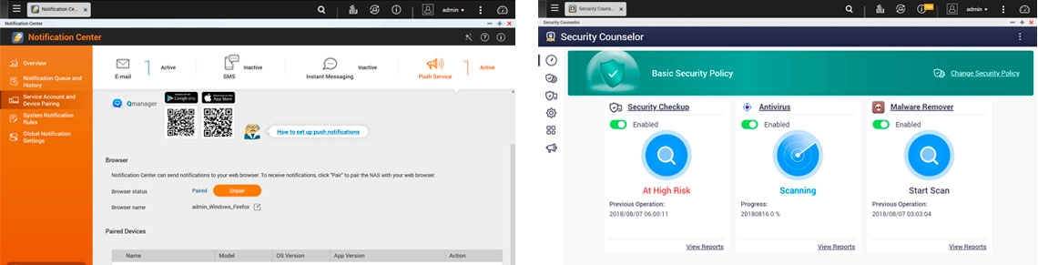 Controle completo do storage sobre o status do sistema e a segurança de dados