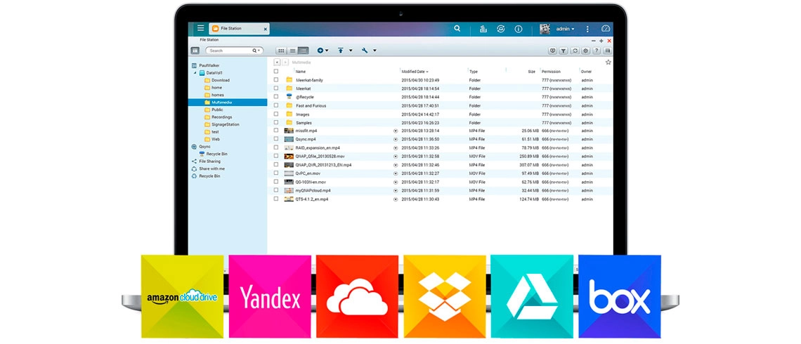 File Station integrado com serviços de nuvem