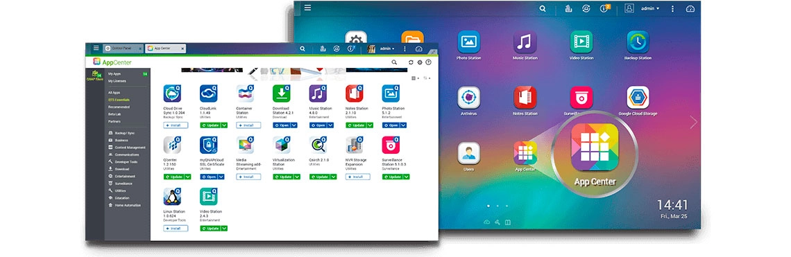 Funcionalidades ilimitadas da App Center da Qnap