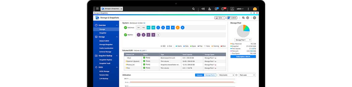 Gerenciador de armazenamento e snapshots